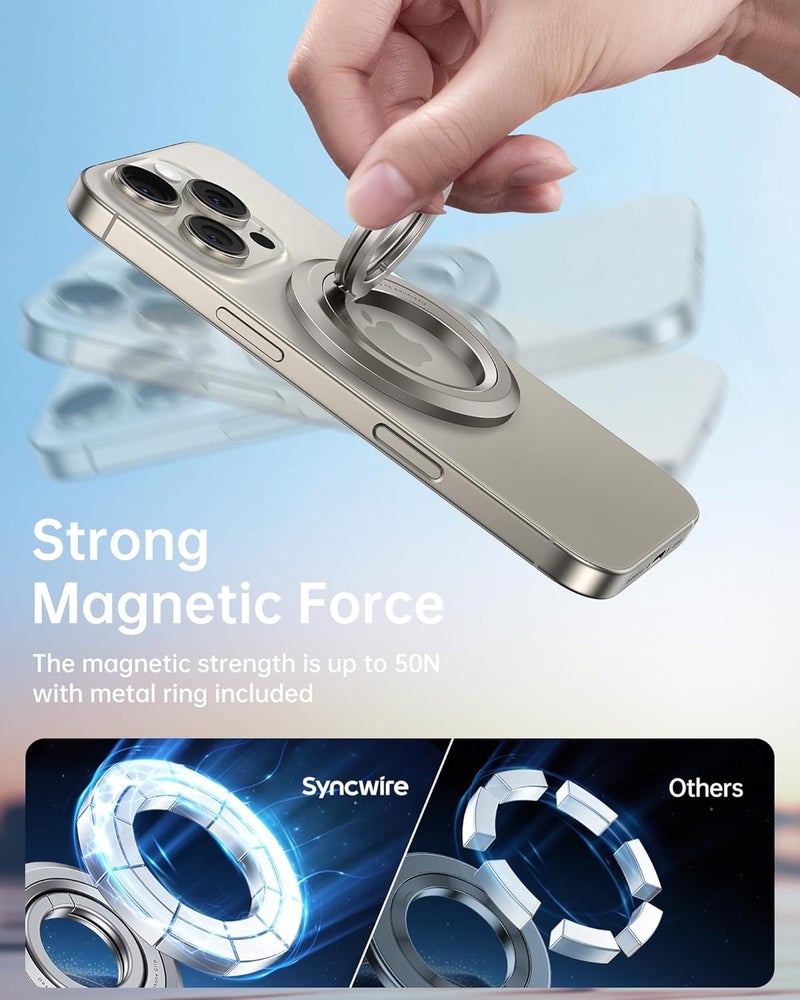 Syncwire for MagSafe Ring Phone Holder, 360° Rotation Magnetic Cell Phone Grip Dual-Sided Magnets Phone Ring Kickstand Compatible with iPhone 17 16 15 14 13 12 Pro Max MagSafe, Android, Samsung etc. - Image 4